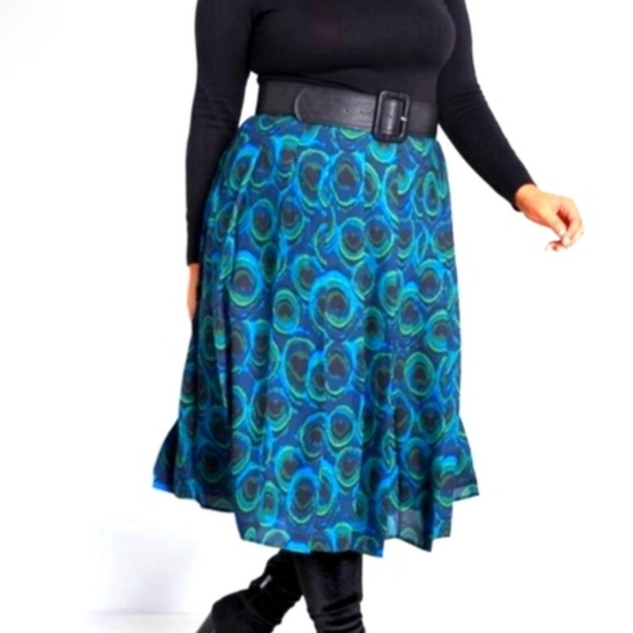ModCloth Peacock Print Skirt Size 18 - Picture 1 of 5